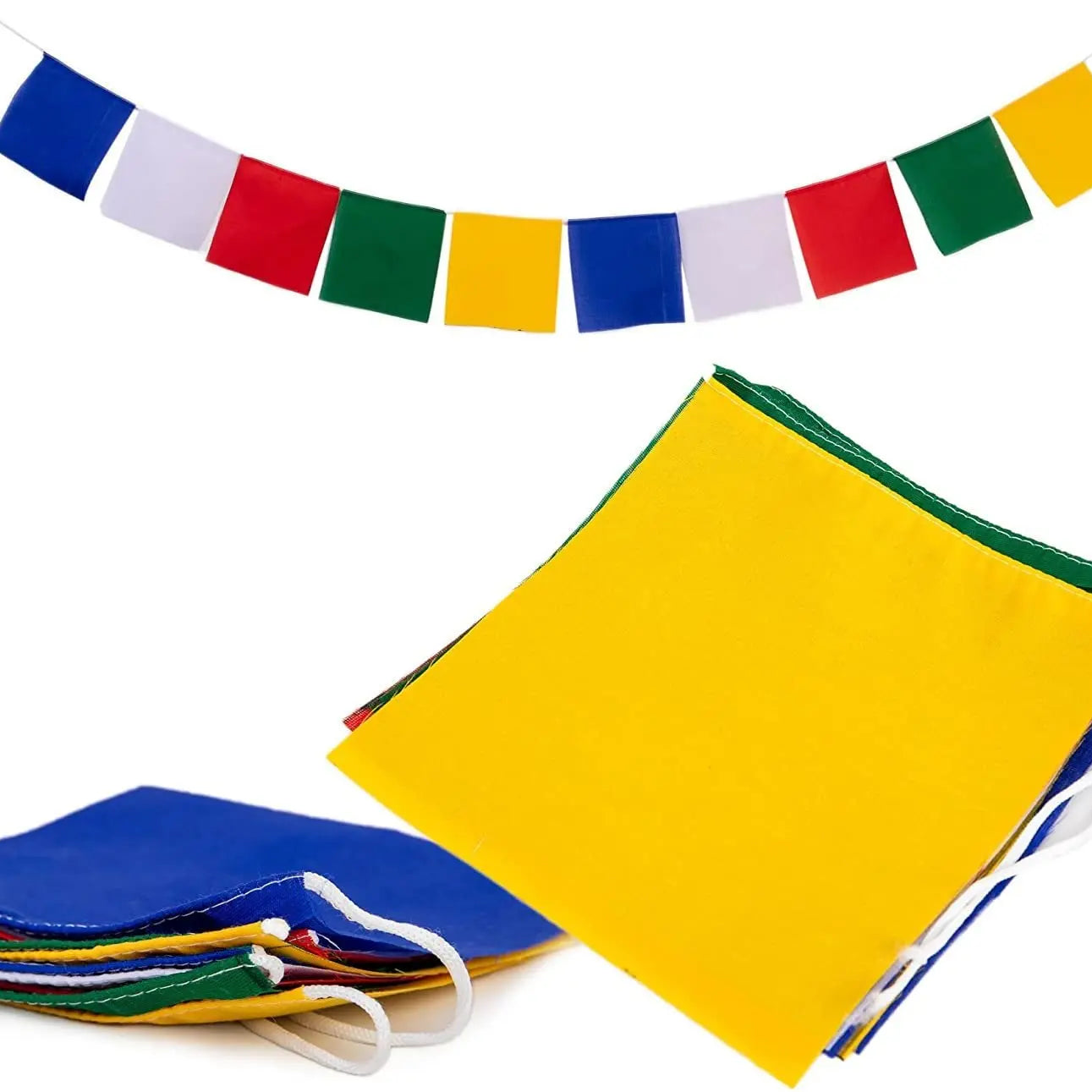 Prayer Flags Blank Set of 10 Five Tibetan Colors – Yellow, White, Blue, Green, Red for Arts Crafts Decoration by Himalayan Bazaar - Himalayan Bazaar
