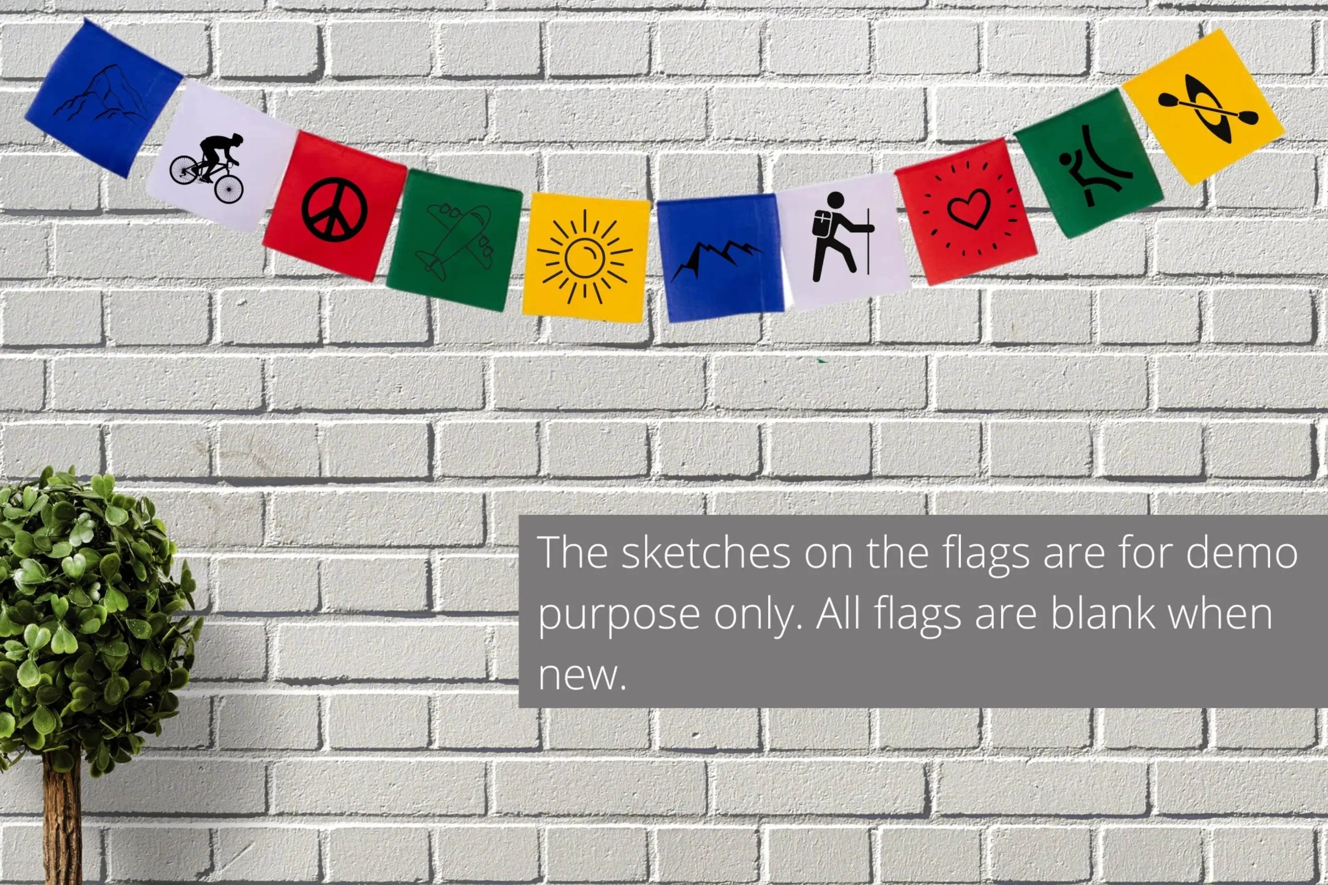 Prayer Flags Blank Set of 10 Five Tibetan Colors – Yellow, White, Blue, Green, Red for Arts Crafts Decoration by Himalayan Bazaar - Himalayan Bazaar