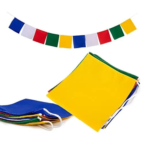 Prayer Flags Blank Set of 10 Five Tibetan Colors – Yellow, White, Blue, Green, Red for Arts Crafts Decoration by Himalayan Bazaar - Himalayan Bazaar