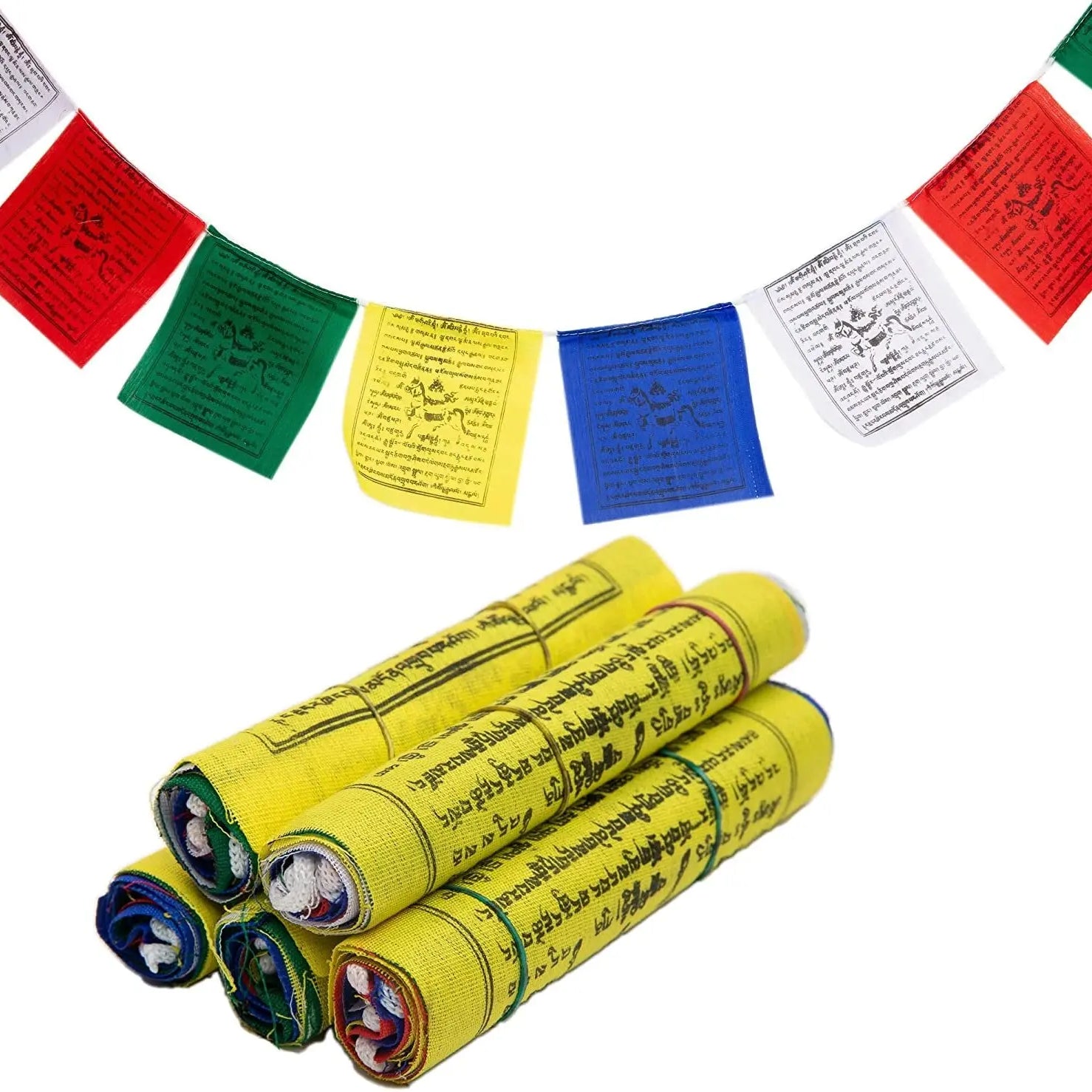 Tibetan Prayer Flags - Handmade in Nepal Wind Horse Flag Affirmation 5 Rolls - Himalayan Bazaar