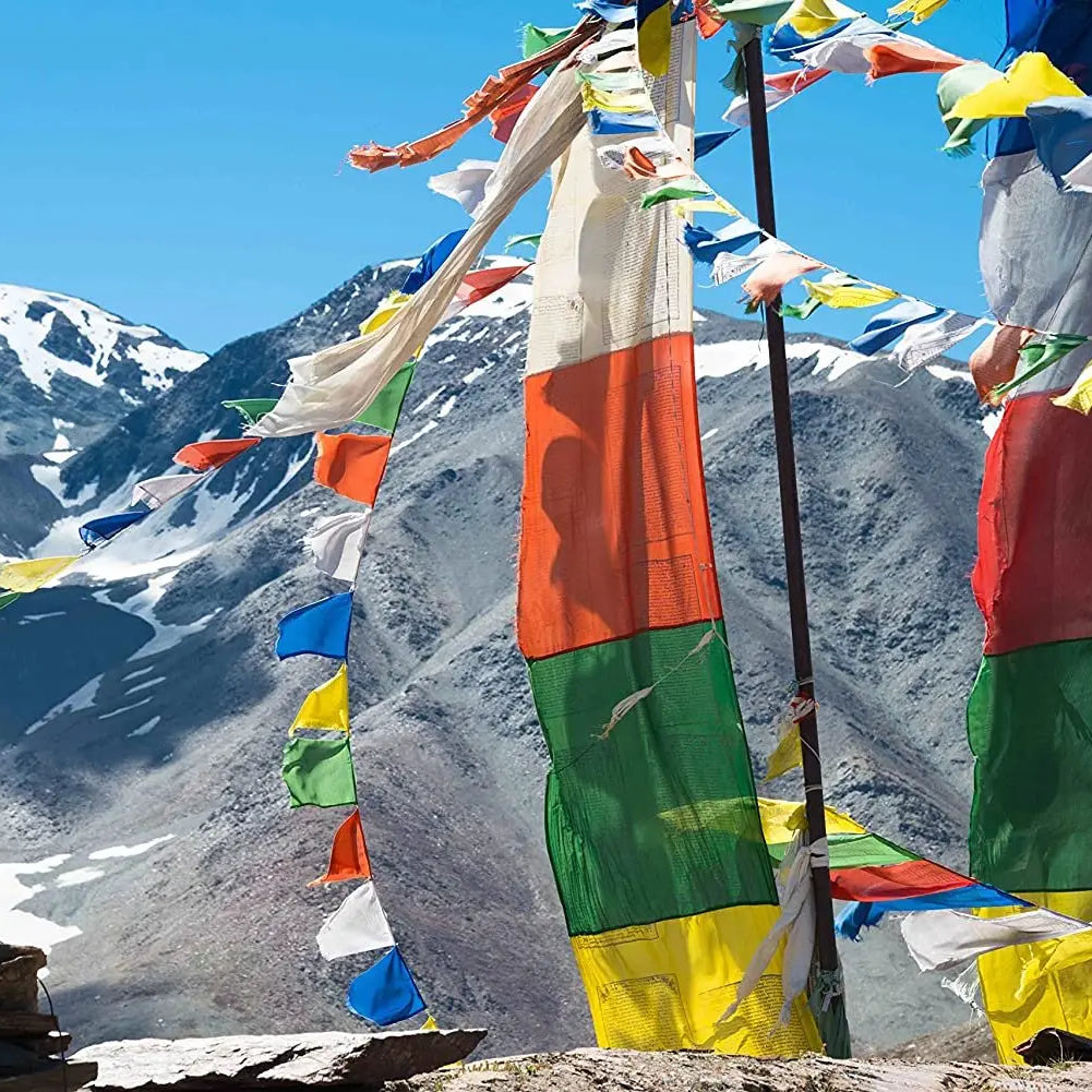 Tibetan Prayer Flags Vertical - Handmade in Nepal Multicolor DHARCHOK - Himalayan Bazaar