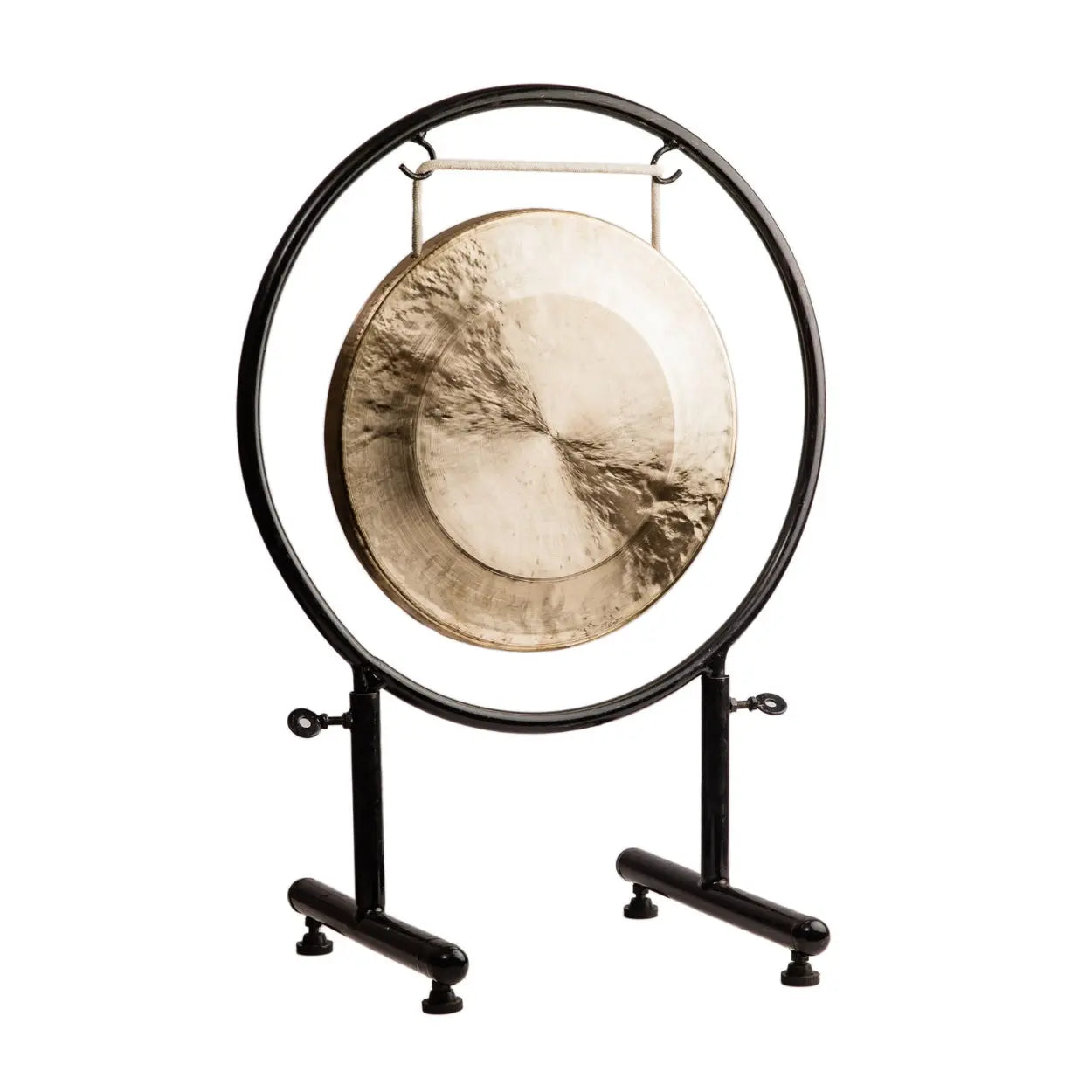 Front view of the Pure Bronze Harmony Gong on a sturdy stand.