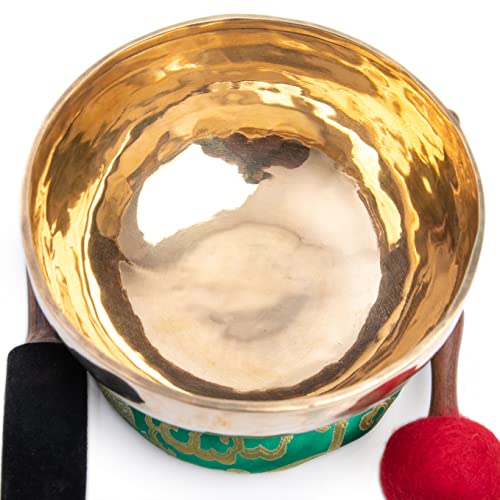 Large Tibetan Singing Bowl Set - Master Healing Grade For Sound Bath Chakra 7 Metal Meditation Yoga By Himalayan Bazaar