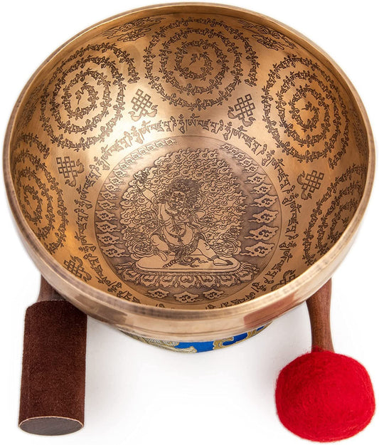 Large Tibetan Singing Bowl Set - 9" Master Healing Grade For Sound Bath Chakra 7 Metal Meditation Yoga By Himalayan Bazaar