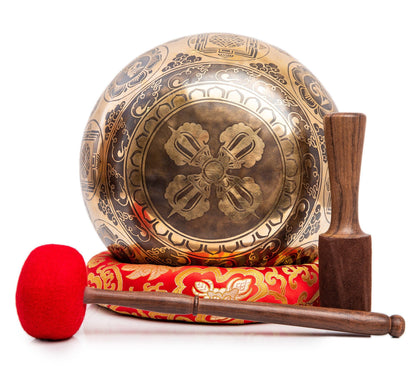 Large Tibetan Singing Bowl Set - 11" Master Healing Big Professional Grade For Sound Bath Chakra 7 Metal Meditation Yoga By Himalayan Bazaar