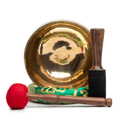 Large Tibetan Singing Bowl Set - Master Healing Grade For Sound Bath Chakra 7 Metal Meditation Yoga By Himalayan Bazaar