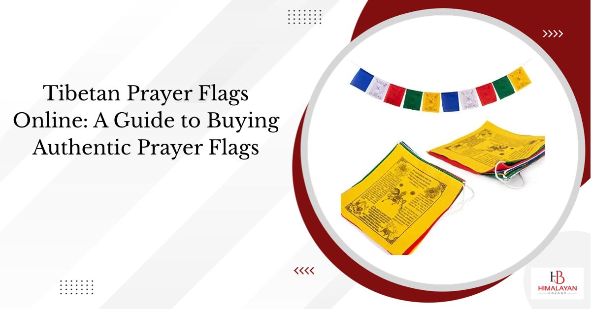 Tibetan prayer flags in vibrant colors with traditional designs for online buying guide