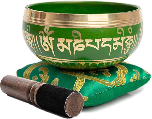 Tibetan Singing Bowl Set - Easy To Play for Beginners - Authentic Handcrafted Mindfulness Meditation Holistic Sound 7 Chakra Healing Gift by Himalayan Bazaar (Black)