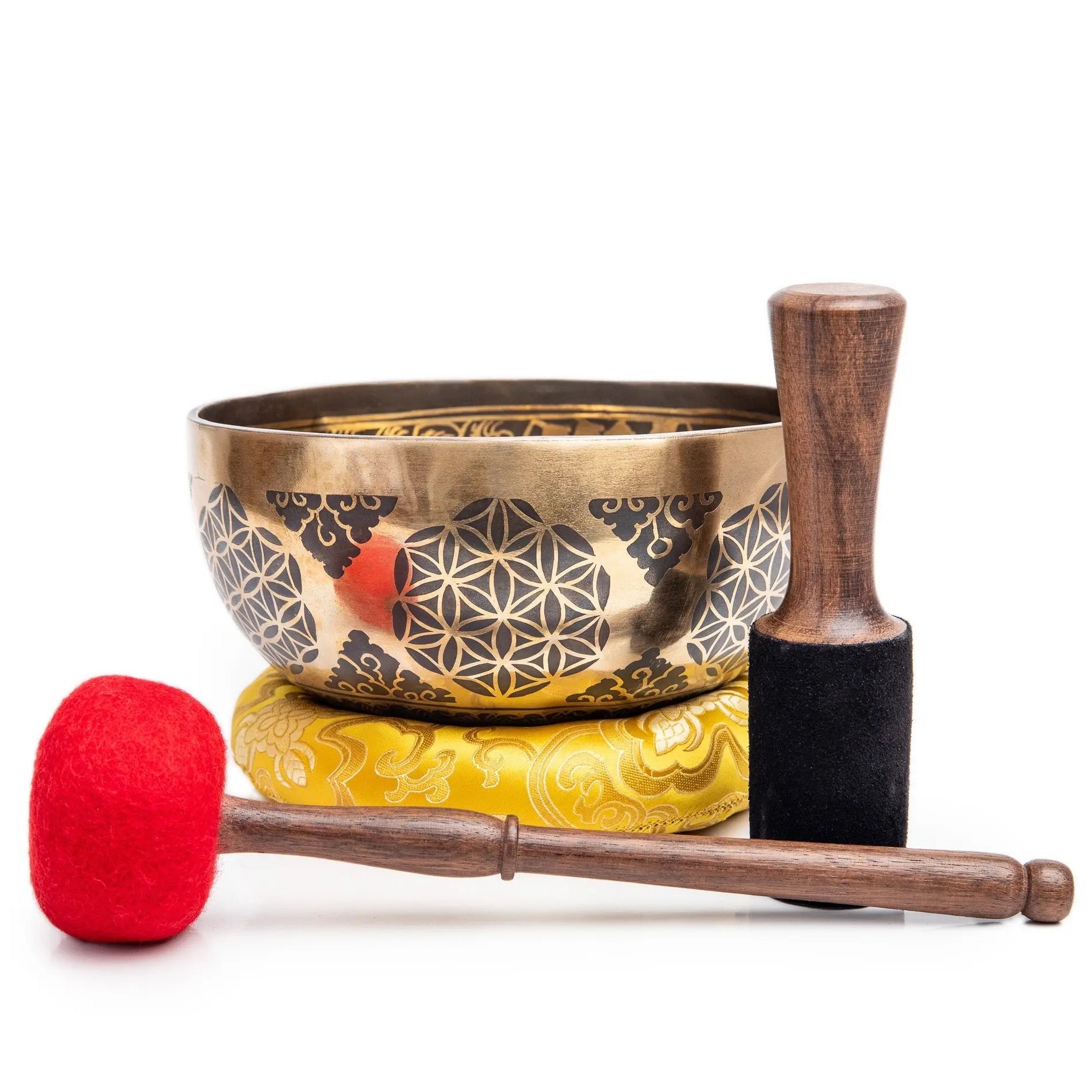 Large Tibetan Singing Bowl Set - 8.5" Master Healing Grade For Sound Bath Chakra 7 Metal Meditation Yoga By Himalayan Bazaar - Himalayan Bazaar