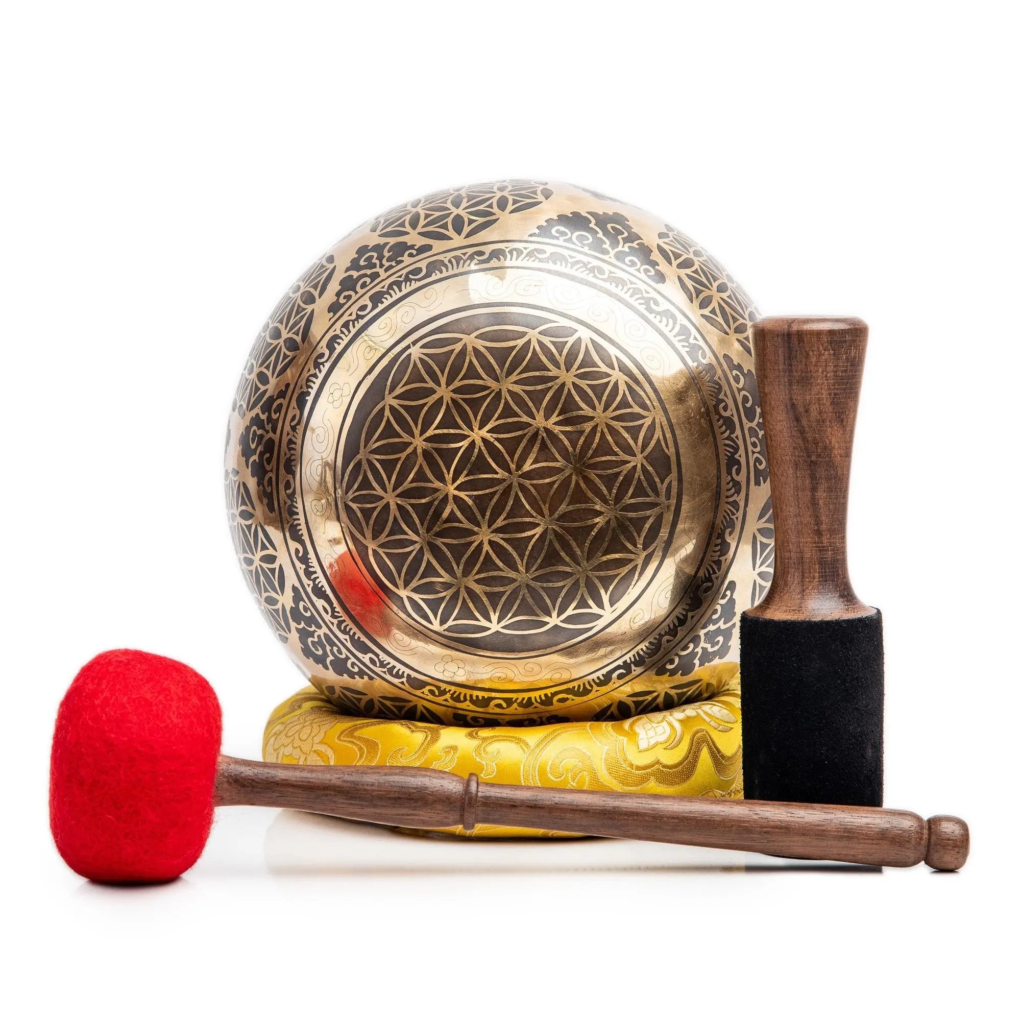 Handmade Tibetan Singing Bowl Set – 3.73" Meditation Sound Bowl With Mallet, Cushion & Om Tingsha