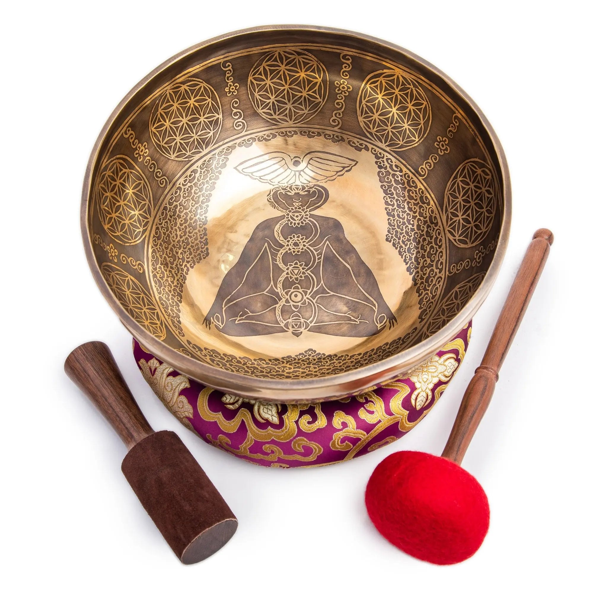 Large Tibetan Singing Bowl Set Handmade Healing Yoga Meditation Sound Bath Kundalini - Himalayan Bazaar