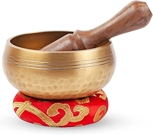 Tibetan Singing Bowl Set - Easy To Play for Beginners - Authentic Handcrafted Mindfulness Meditation Holistic Sound 7 Chakra Healing Gift by Himalayan Bazaar (3.5")