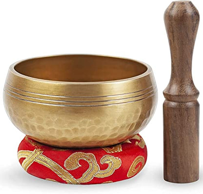 Tibetan Singing Bowl Set - Easy To Play for Beginners - Authentic Handcrafted Mindfulness Meditation Holistic Sound 7 Chakra Healing Gift by Himalayan Bazaar (3.5")